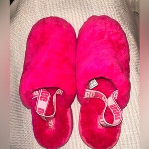 UGG Vibrant Pink Fuzzy Slippers